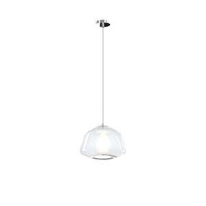 Sospensione Contemporaneo Double Skin Metallo Cromo Vetro Trasp 1 Luce E27