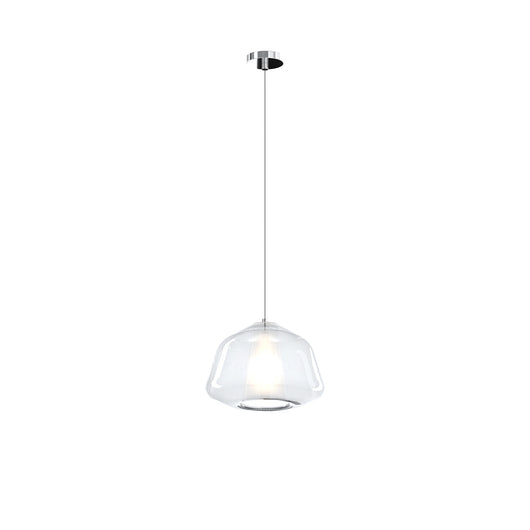 Sospensione Contemporaneo Double Skin Metallo Cromo Vetro Trasp 1 Luce E27