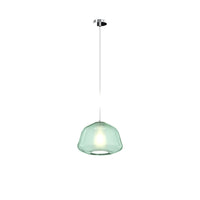 Sospensione Contemporanea Double Skin Alpha Metallo Cromo Vetro Verde 1 Luce E27