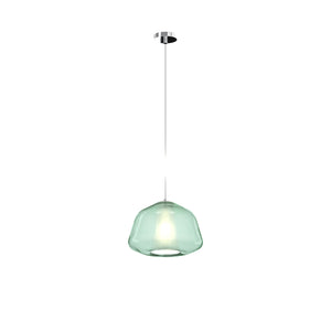 Sospensione Contemporanea Double Skin Alpha Metallo Cromo Vetro Verde 1 Luce E27