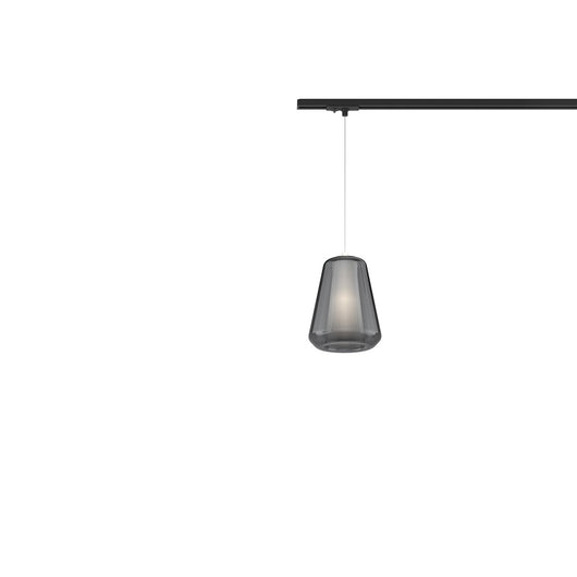 Sospensione Binario Contemporanea Double Skin Metallo Nero Vetro Fumè 1 Luce E27