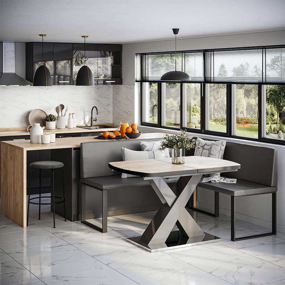 Vicco panca ad angolo Ravon, Nero, 150 x 150 cm