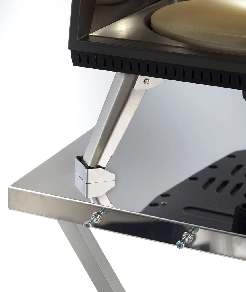 Tavolo Pieghevole Ompagrill con Piano di Lavoro in Acciaio Inox 70x78x90 cm Ganci Porta Utensili per Barbecue e Ripiano