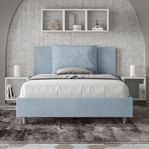 Letto Matrimoniale 160x190 cm con Rete e Contenitore Antea Azzurro