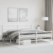 Giroletto con Testiera e Pediera-Struttura Letto Metallo Bianco 193x203 cm 277902