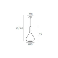 Lampadario a sospensione moderno Kona 1 luce vetro verde - Attacco E27 - Regolabile fino a 250cm d.20