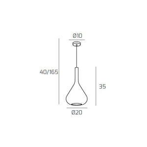 Lampadario a sospensione moderno Kona 1 luce vetro verde - Attacco E27 - Regolabile fino a 250cm d.20