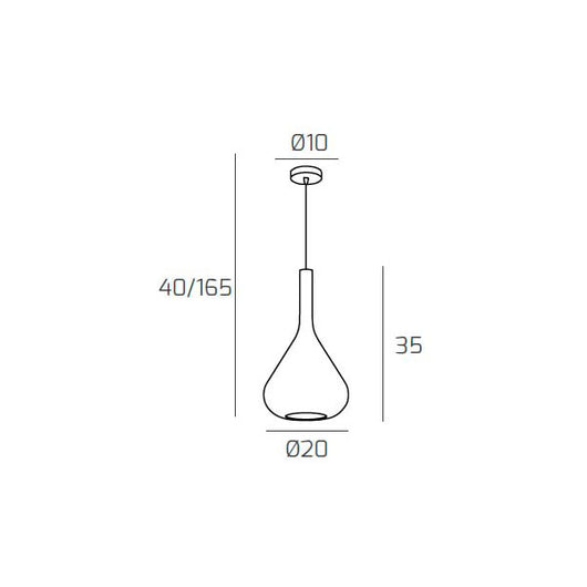 Lampadario a sospensione moderno Kona 1 luce vetro verde - Attacco E27 - Regolabile fino a 250cm d.20