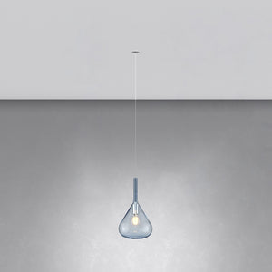 Sospensione Incasso Contemporanea Kona Metallo Cromo Vetro Blu 1 Luce E27