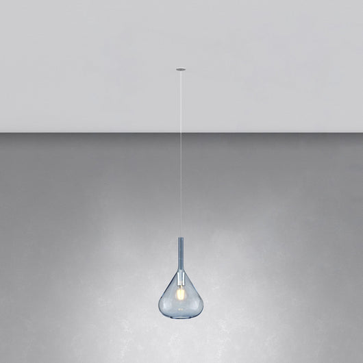 Sospensione Incasso Contemporanea Kona Metallo Cromo Vetro Blu 1 Luce E27