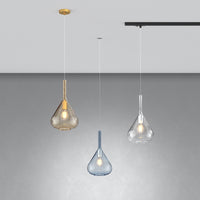 Sospensione Binario Contemporanea Kona Metallo Nero Vetro Trasparente 1 Luce E27