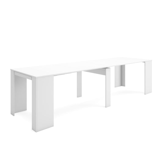 Consolle allungabile, 302x90x77cm, Per 14 persone, Tavolo da pranzo, Bianco RF2628