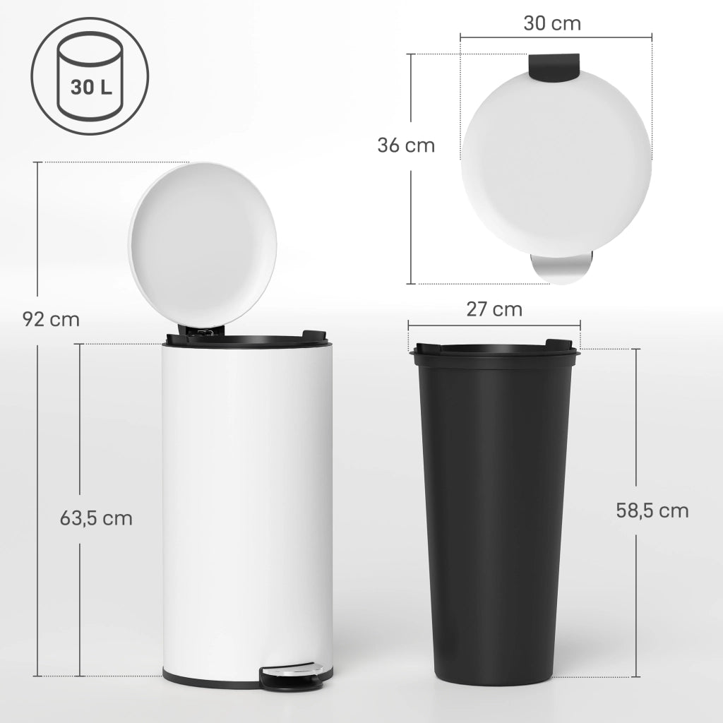 Secchio per Rifiuti 30L ¨C zephmum ¨C Cremewei?
