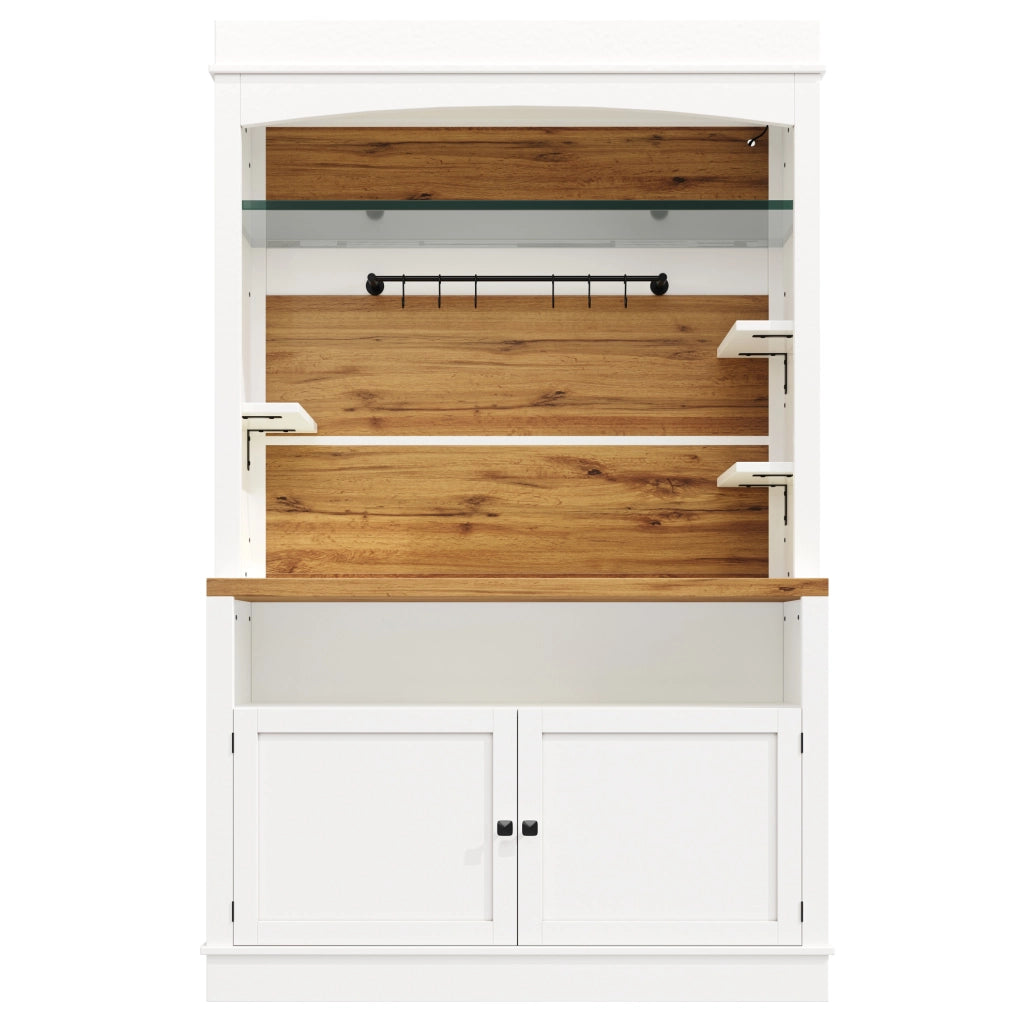 Credenza alta 107x34x184 cm con illuminazione RGB controllabile da app; MDF e metallo; bianco