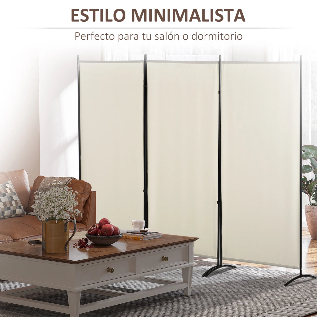 Biombo ¨C zephmum ¨C 3 pannelli 182x253 cm beige metallo