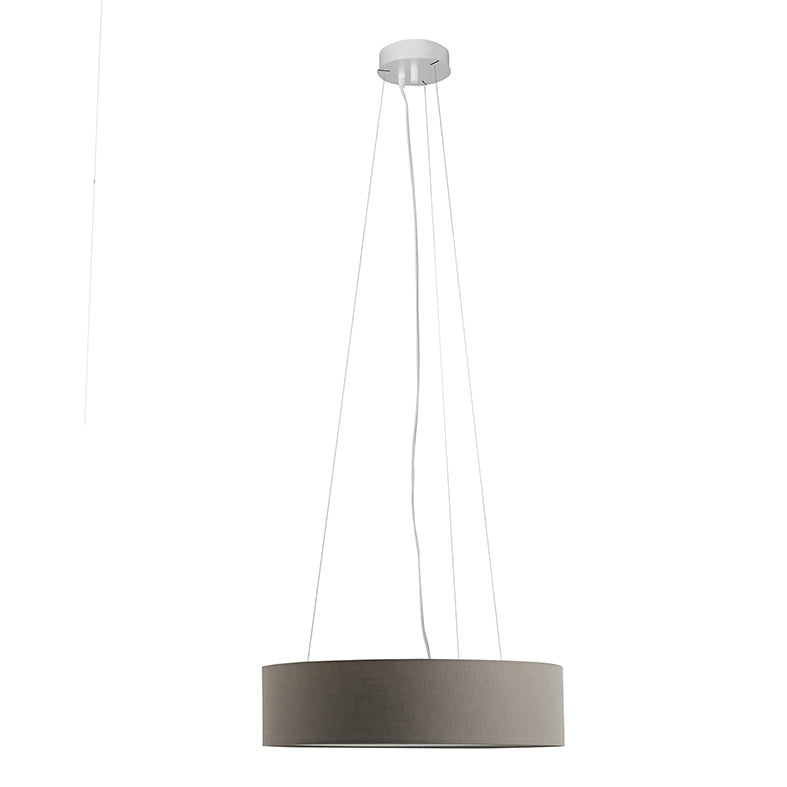 Lampada a Sospensione Bianca, Paralume Cilindrico Tortora, E27, IP20, Ø 58 x 15 x 150 cm - Rossini - Design Minimal ed Elegante