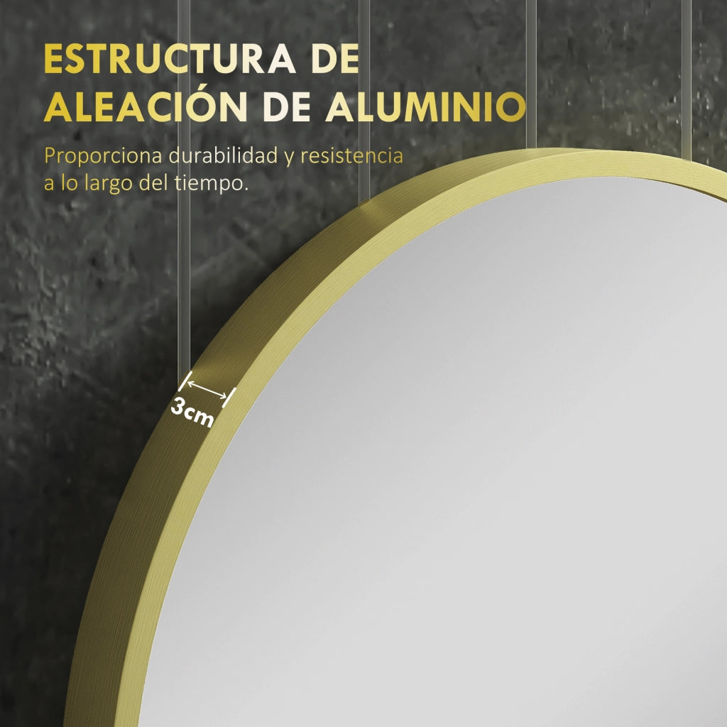 Specchio da Bagno Ovale con Cornice in Alluminio ¨C zephmum ¨C Dorato 40x70 cm