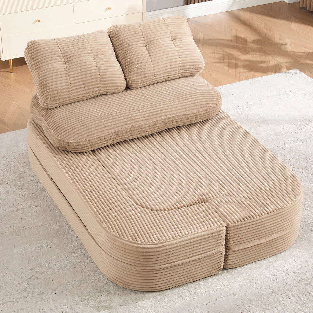 Poltrona letto 2 in 1 con seduta extra profonda schienale alto e doppio portabicchieri in velluto a coste kaki