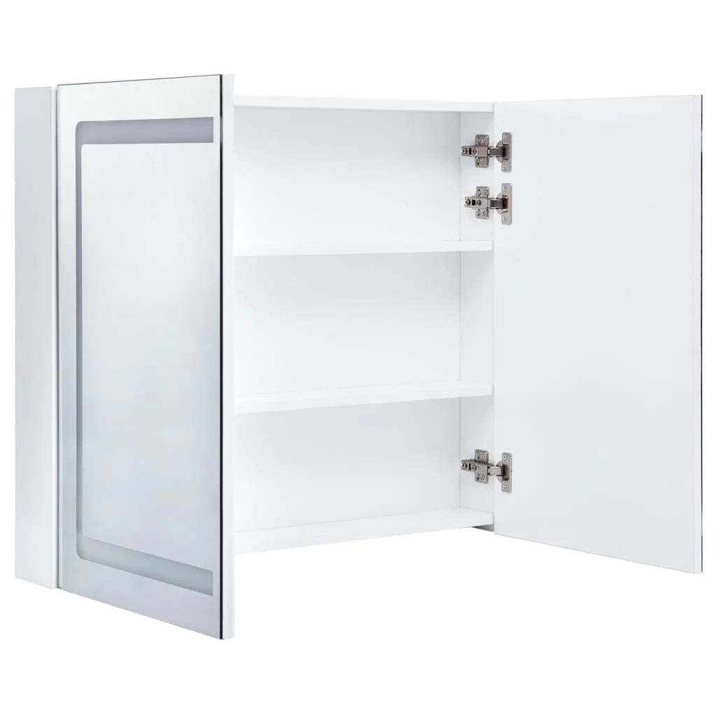 Mobiletto da bagno con specchio LED 80 x 12,2 x 68 cm MDF bianco 02_0006568