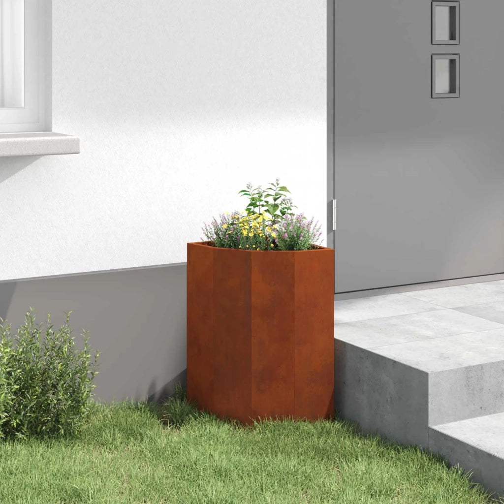 Vaso d'angolo Ruggine 30 x 30 x 50 cm acciaio corten 883681