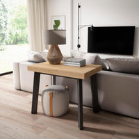 Consolle allungabile, 160x90x73cm, Per 8 persone, Gambe in legno, colore Rovere e nero RF3142