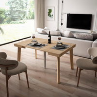 Consolle allungabile, 140x90x73cm, Per 6 persone, Gambe in legno, colore Rovere RF3133