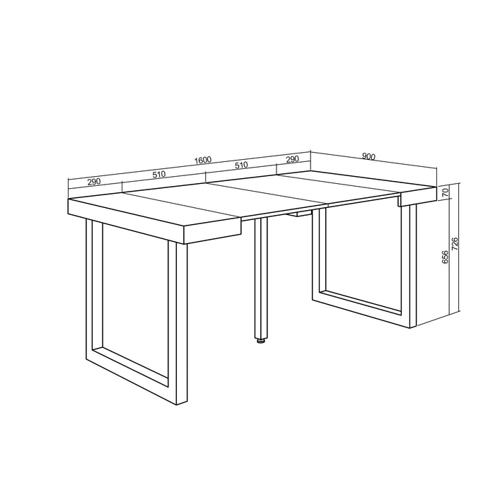 Consolle allungabile, 58 fino 160x90x73cm, Per 8 persone, Gambe in legno, colore Rovere RF2701