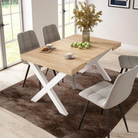 Consolle allungabile, 58 fino 140x90x73cm, Per 6 persone, Gambe in legno, colore Rovere RF2719