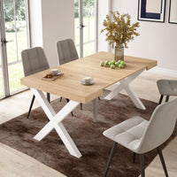 Consolle allungabile, 58 fino 160x90x73cm, Per 8 persone, Gambe in legno, colore Rovere RF2739