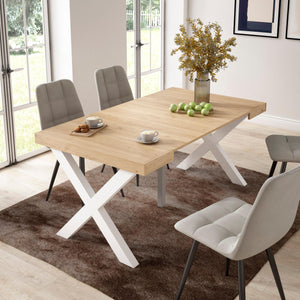 Consolle allungabile, 58 fino 160x90x73cm, Per 8 persone, Gambe in legno, colore Rovere RF2739