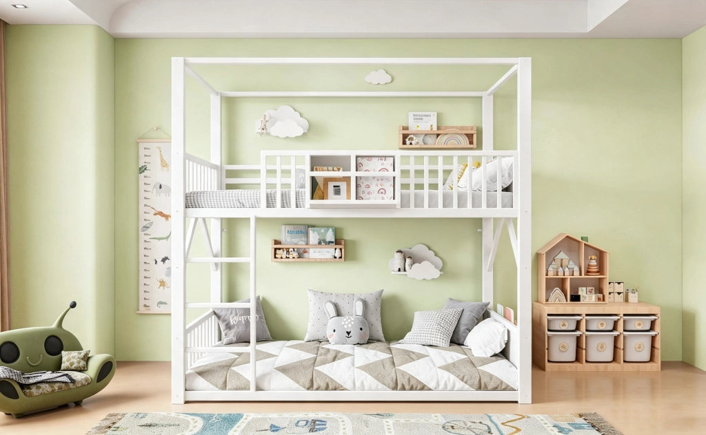 letto a castello metallo bianco 96 x 204 cm
