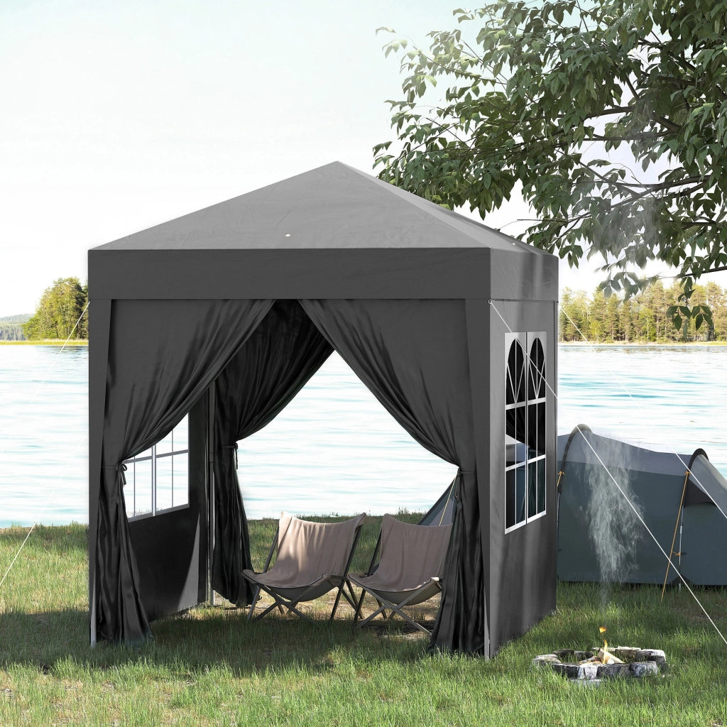 Gazebo pieghevole ¨C zephmum ¨C Grigio/Nero 2x2 m