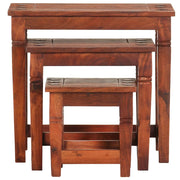 Tavolini Impilabili 3 pz in Legno Massello di Acacia 286263