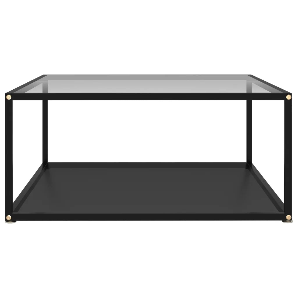 Tavolino Trasparente e Nero 80x80x35cm in Vetro Temperato cod mxl 9176