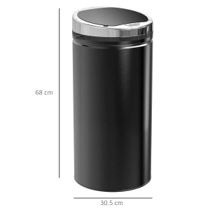 PATTUMIERA con sensore 42 L 30,5x30,5x68 cm Acciaio Nero