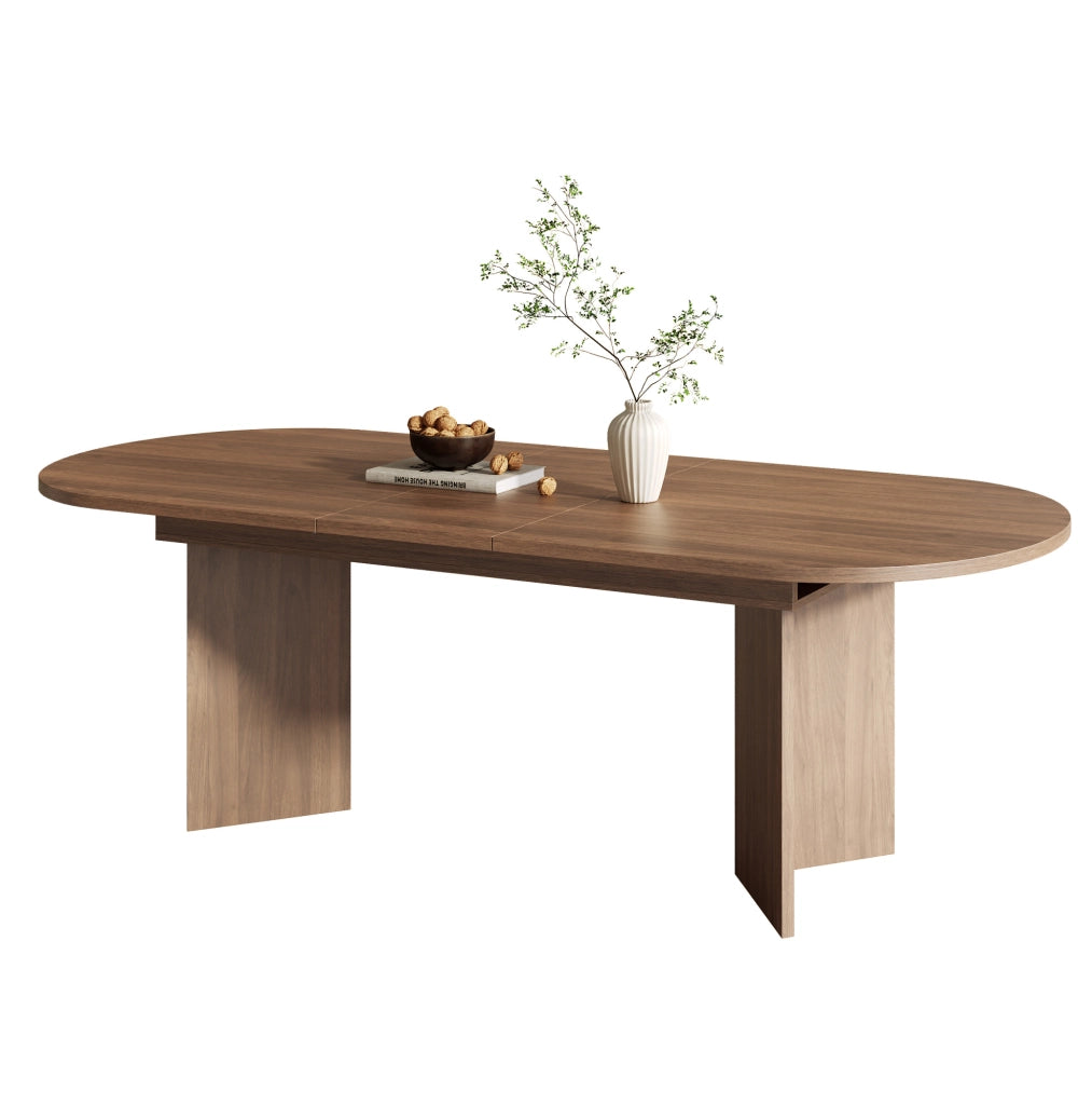 Tavolo da pranzo allungabile con piano da 18 mm; MDF noce