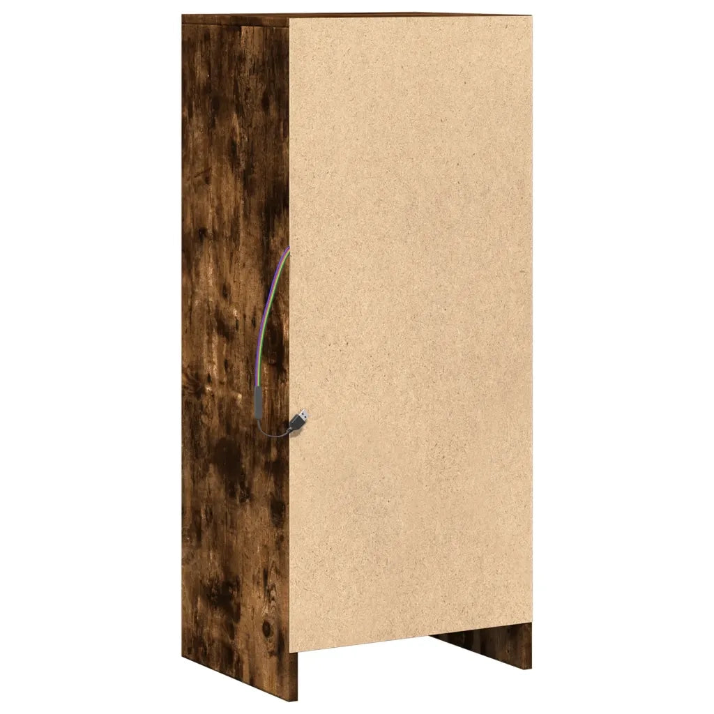 Credenza | Madia | Buffet da pranzo | Armadio da pranzo con LED Rovere Fumo 42,5x34x100cm in Legno Multistrato