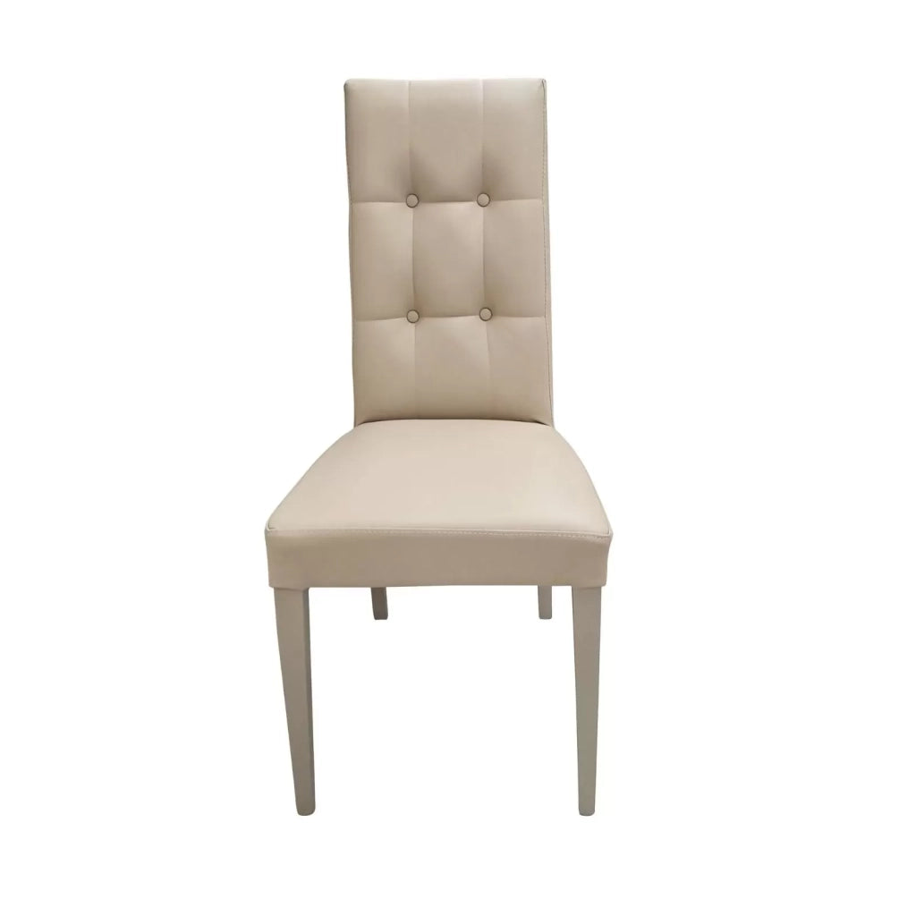 Set 2 sedie moderne legno ecopelle imbottita beige con bottoni (901) - Mobili 2G