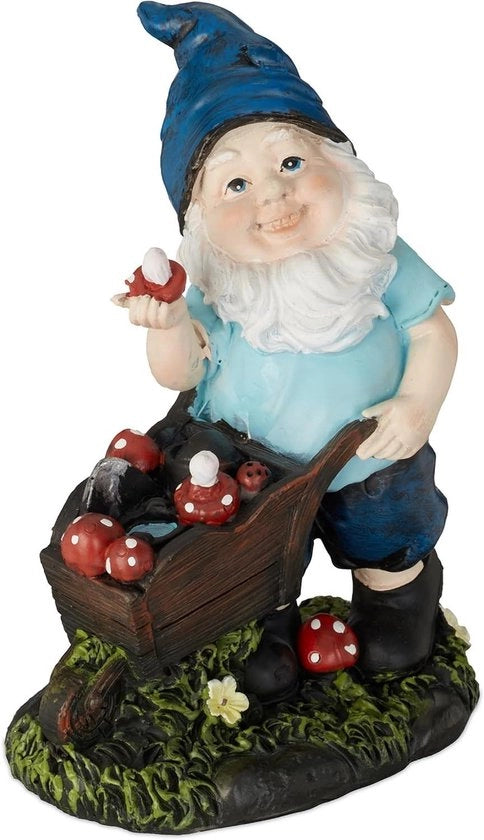 Garden Gnome con Carrello Resistente al Gelido: 145 x 105 x 7 cm - Statua di Gnome in Pietra Artistica Multicolore