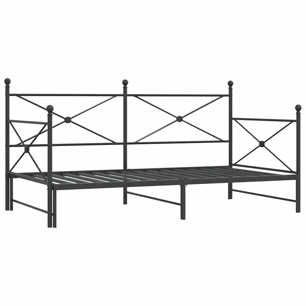 Divano Letto Estraibile senza Materasso Nero 107x203 cm Acciaio 4104678