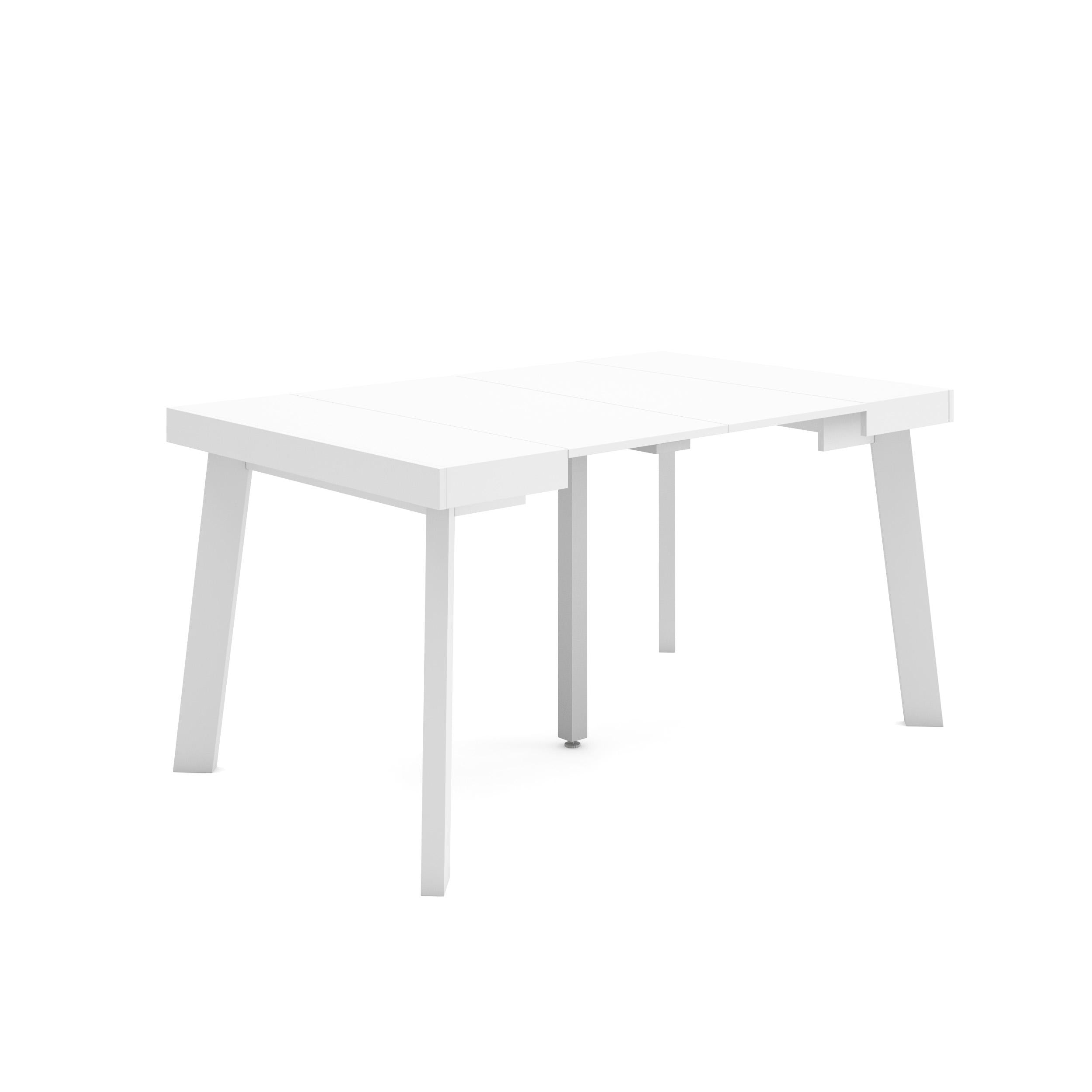 Consolle allungabile, 140x90x73cm, Per 6 persone, Gambe in legno, Bianco RF3125