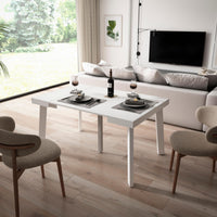 Consolle allungabile, 140x90x73cm, Per 6 persone, Gambe in legno, Bianco RF3125