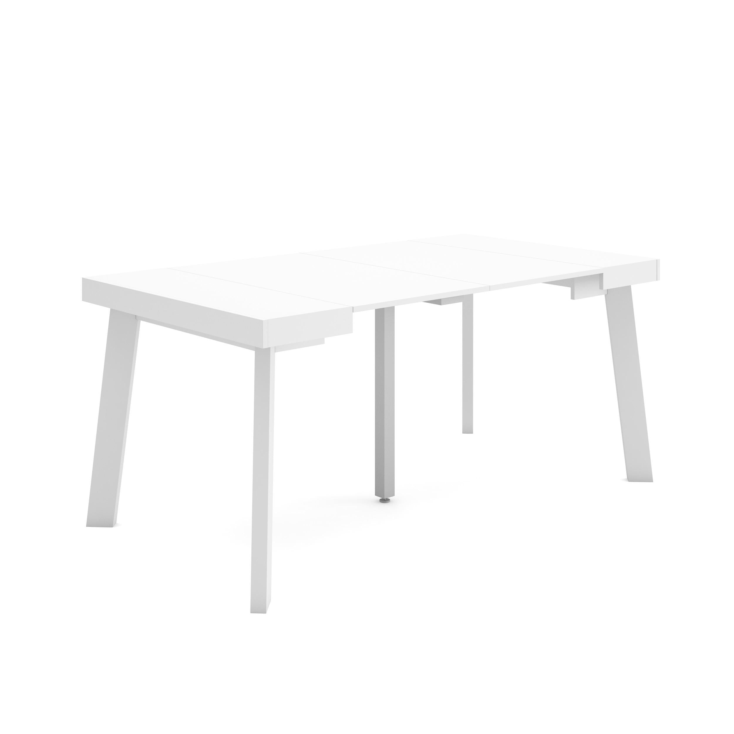 Consolle allungabile, 160x90x73cm, Per 8 persone, Gambe in legno, Bianco RF3132