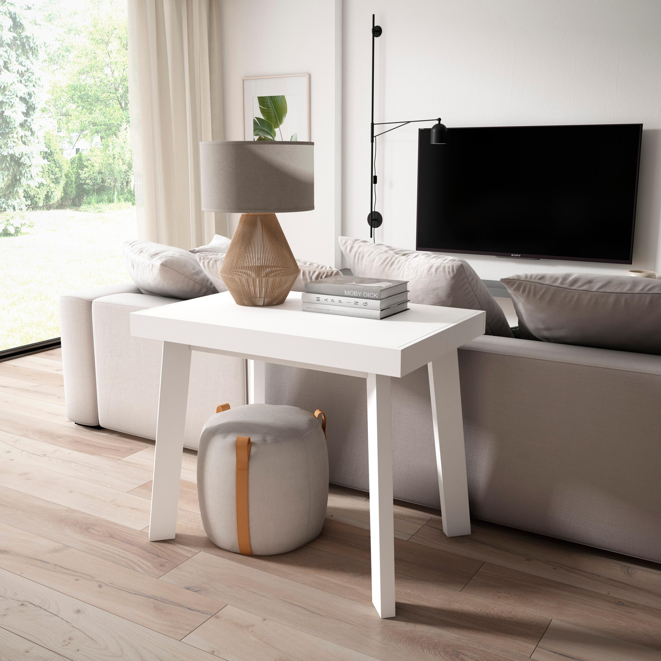 Consolle allungabile, 160x90x73cm, Per 8 persone, Gambe in legno, Bianco RF3132