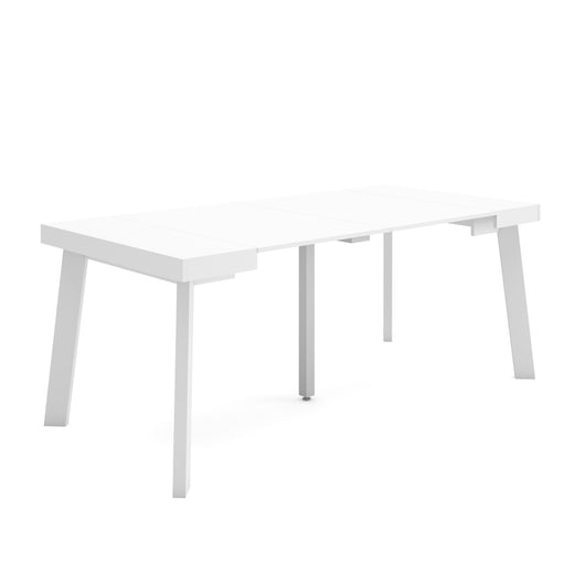 Consolle allungabile, 180x90x73cm, Per 8 persone, Gambe in legno, Bianco RF2992
