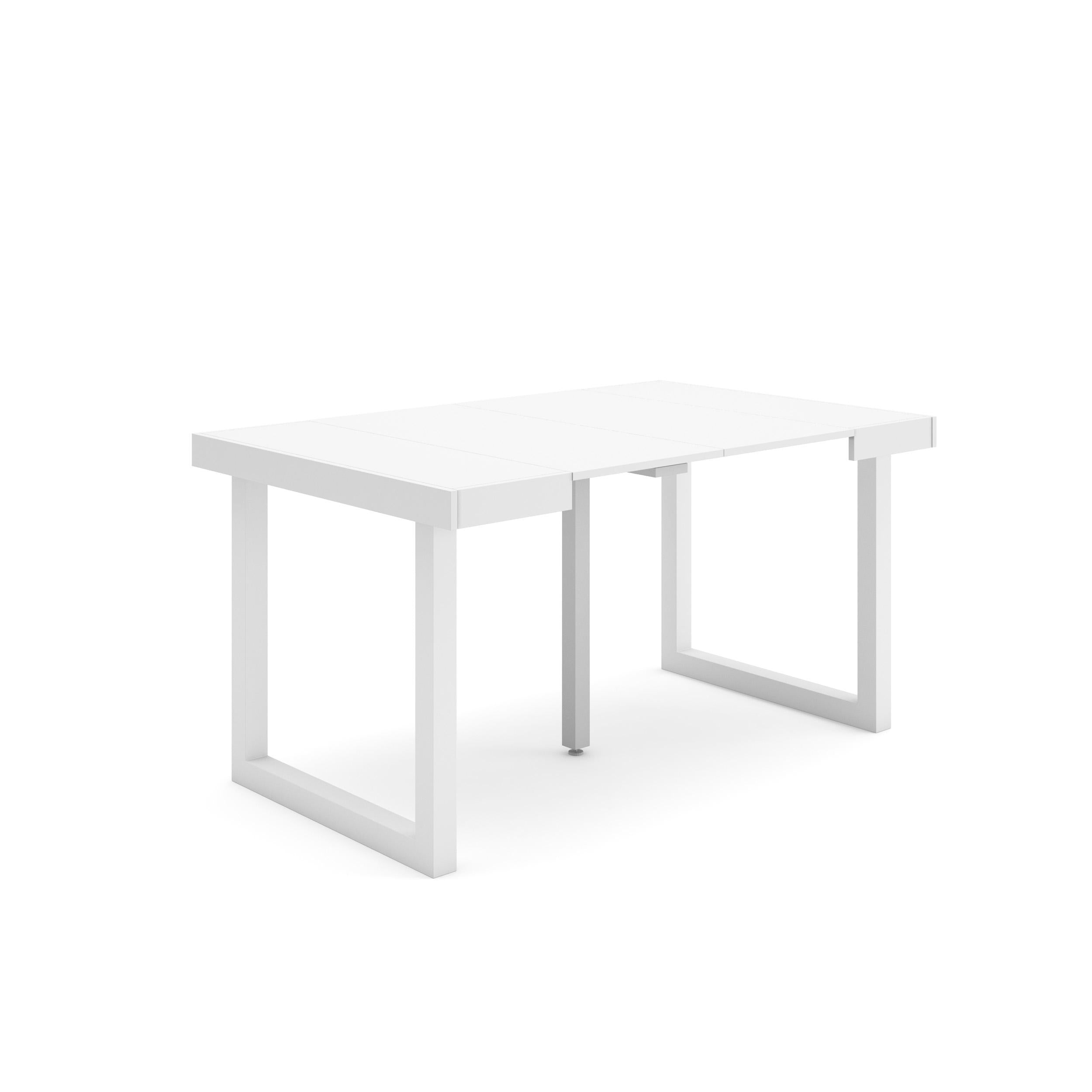 Consolle allungabile, 58 fino 140x90x73cm, Per 6 persone, Gambe in legno, Bianco RF2703