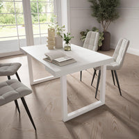 Consolle allungabile, 58 fino 140x90x73cm, Per 6 persone, Gambe in legno, Bianco RF2703