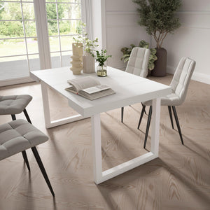 Consolle allungabile, 58 fino 140x90x73cm, Per 6 persone, Gambe in legno, Bianco RF2703