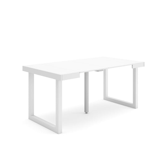 Consolle allungabile, 58 fino 160x90x73cm, Per 8 persone, Gambe in legno, Bianco RF2707
