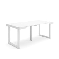 Consolle allungabile, 58 fino 180x90x73cm, Per 8 persone, Gambe in legno, Bianco RF2708